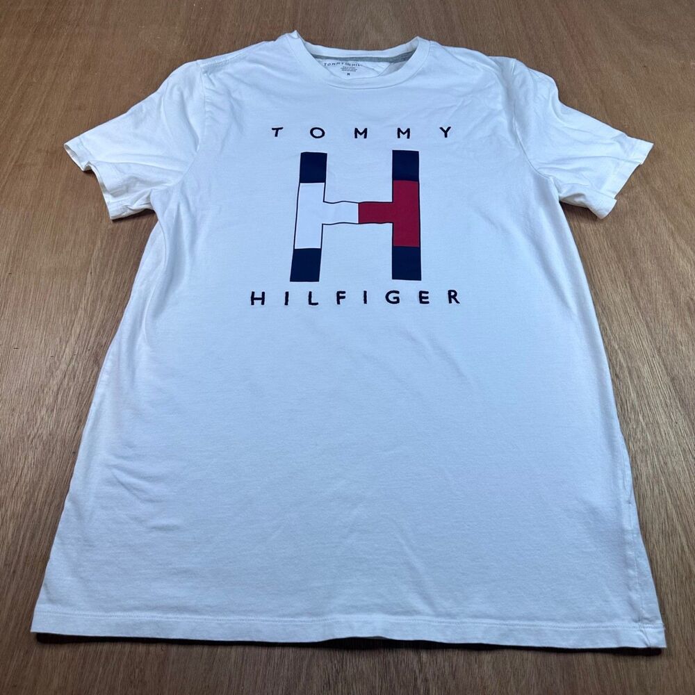 Tommy Hilfiger Logo T Shirt White Big H Graphic Men’s M
